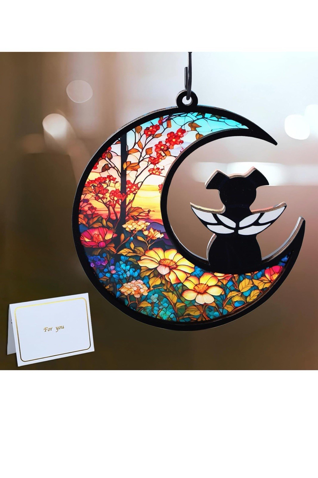 DIY Dog Angel Memorial Suncatcher with Sympathy Card,Dog Memorial Gifts for Loss