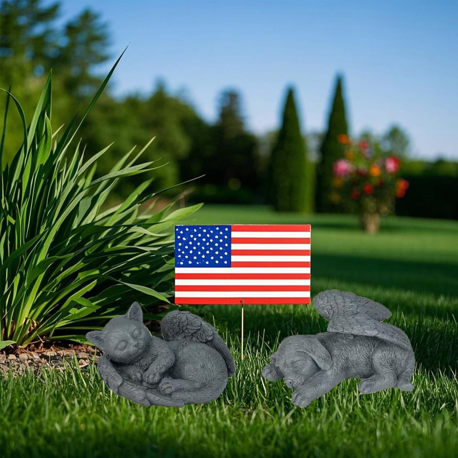 Small Cat Memorial Stone Commemorates Our Lost Fur Baby,Peaceful Sleeping Angel