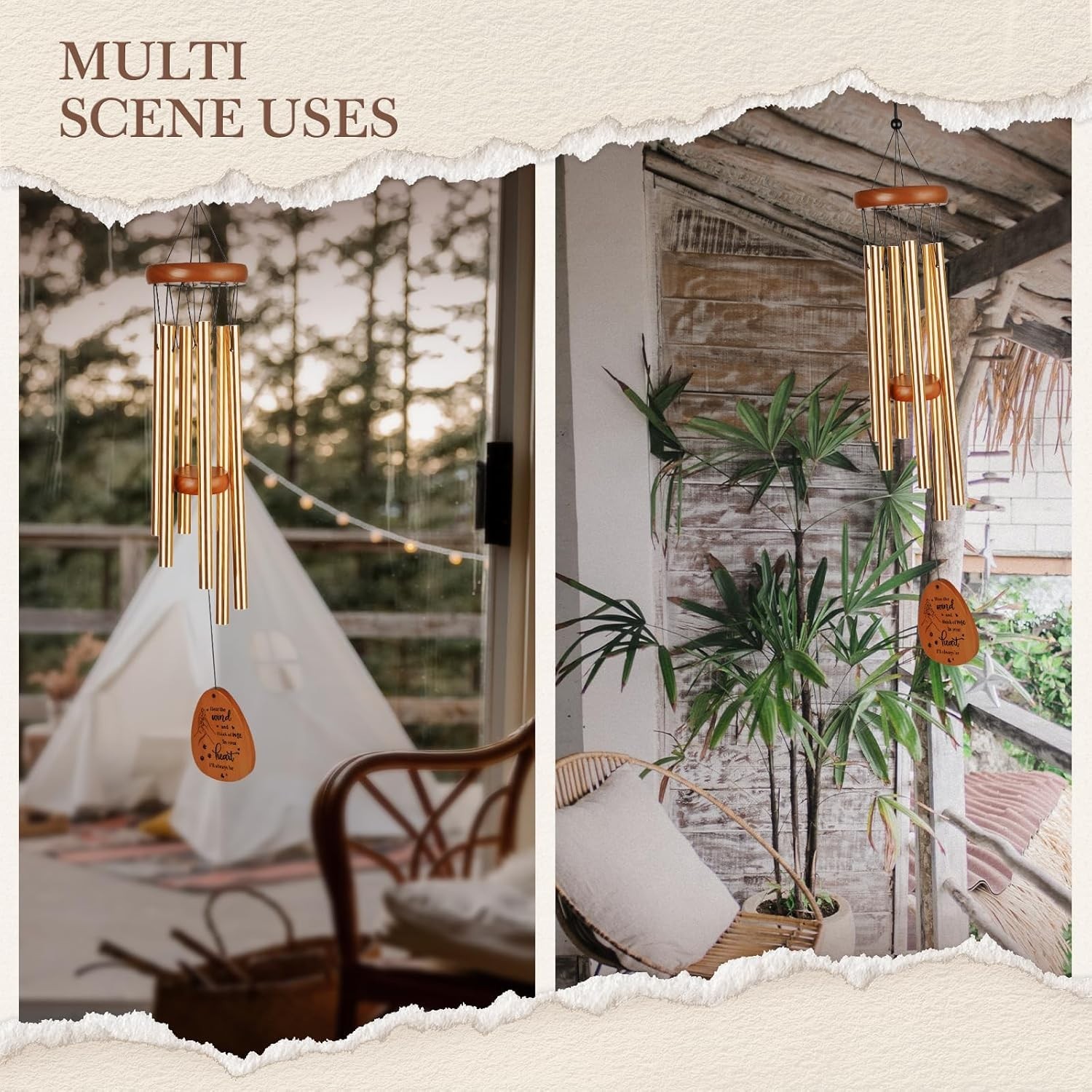 Beautifully Crafted Wind Chime for Pet Loss – 25.5” Aluminum & Wood Tribute