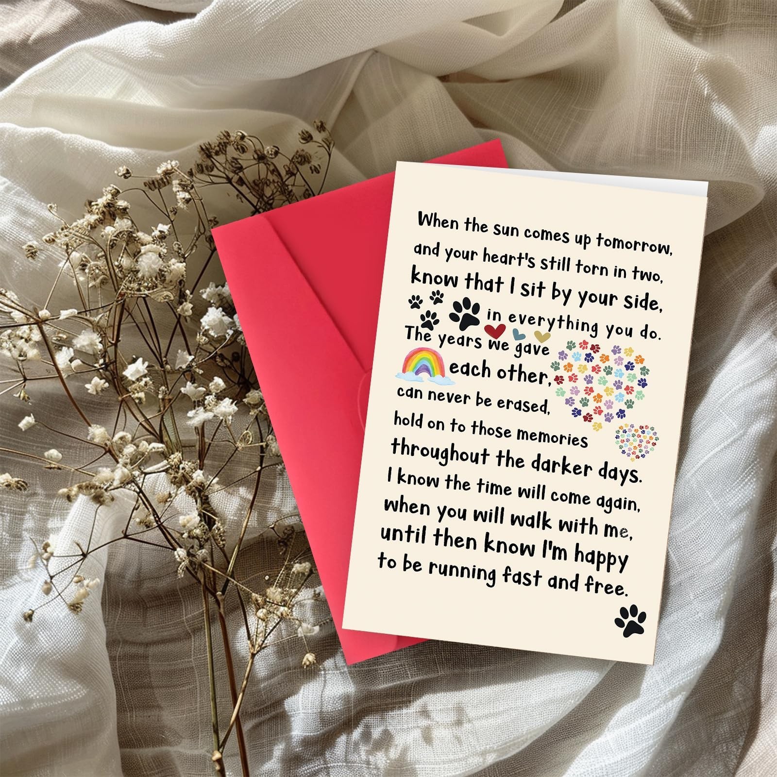 Pet Loss Sympathy Card for Dog Cat, Memorial ＆Sympathy Gifts Loss of Dog