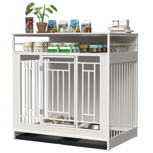 Large Dog Kennel With Top Storage 43.3 Inch Large Dog Kennel Furniture, Wooden