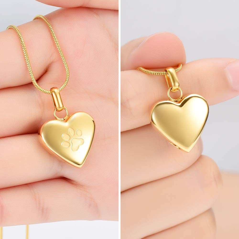 zeqingjw Pet Cremation Jewelry for Ashes Pendant Paw Print Heart Urn Necklace…