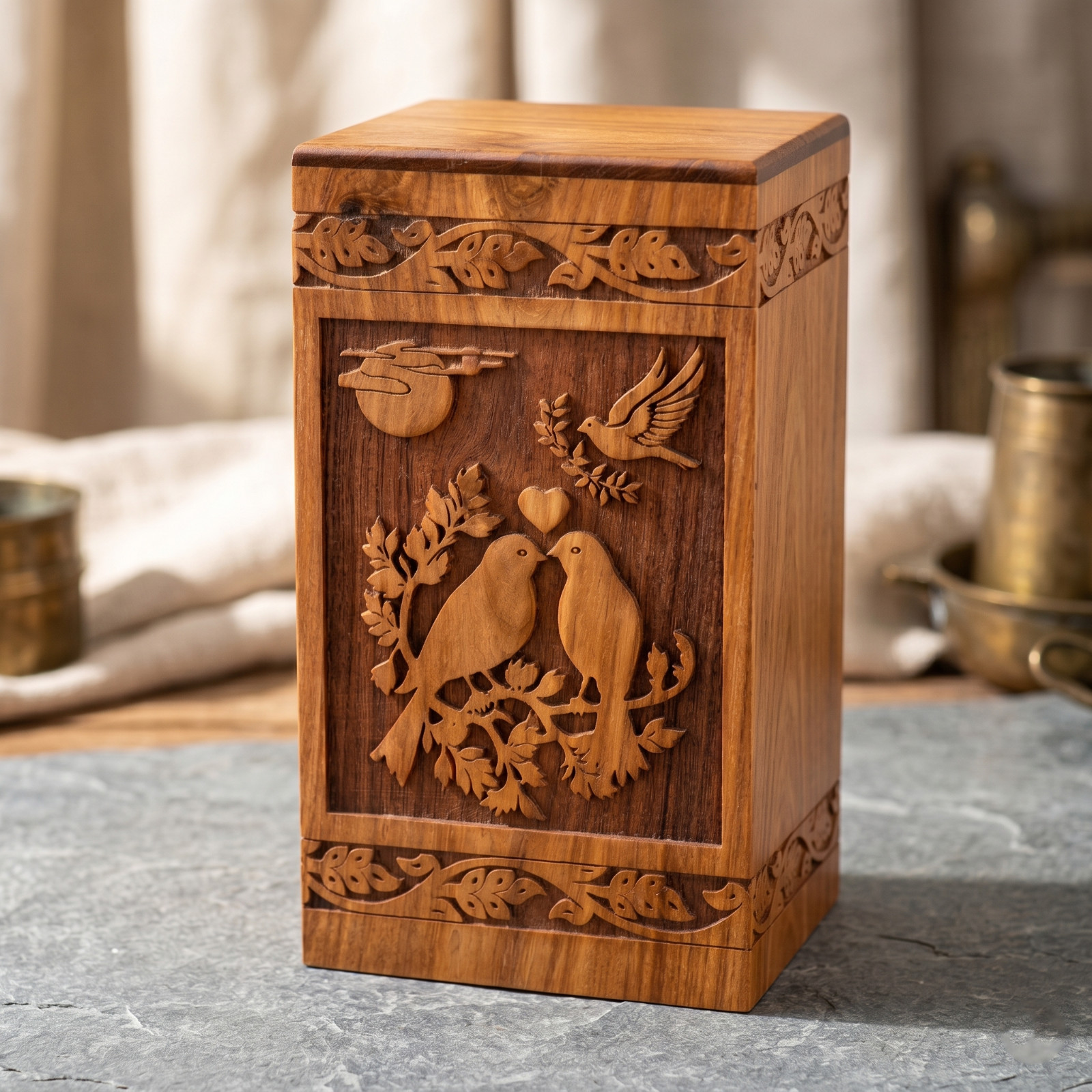 Tree of Life Wooden Urn Rosewood Handmade Cremation Ashes Human Pet