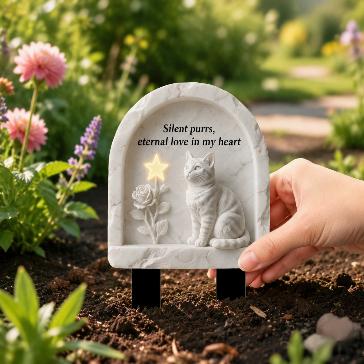 Cat Memorial Garden Stake, Cat Grave Marker for Outdoor Garden, Yard Decor