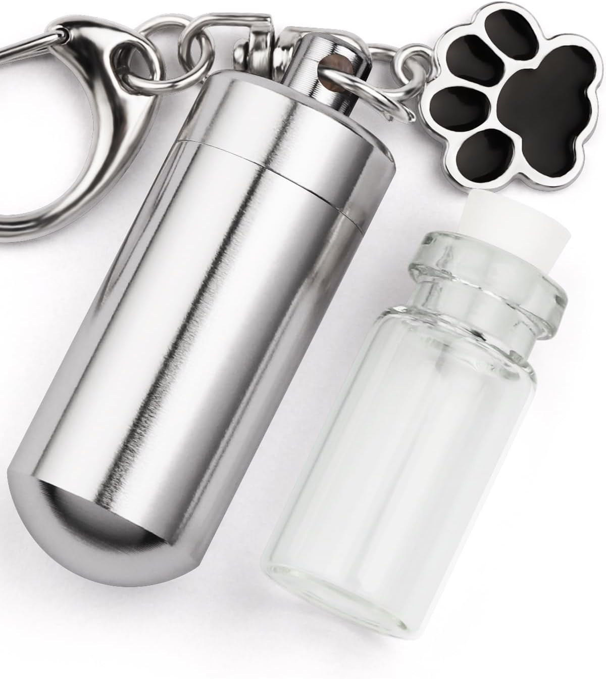 Waterproof Cremation Pet Urns Keychain for Dogs Ashes, Cylinder Cat Dog Urn for