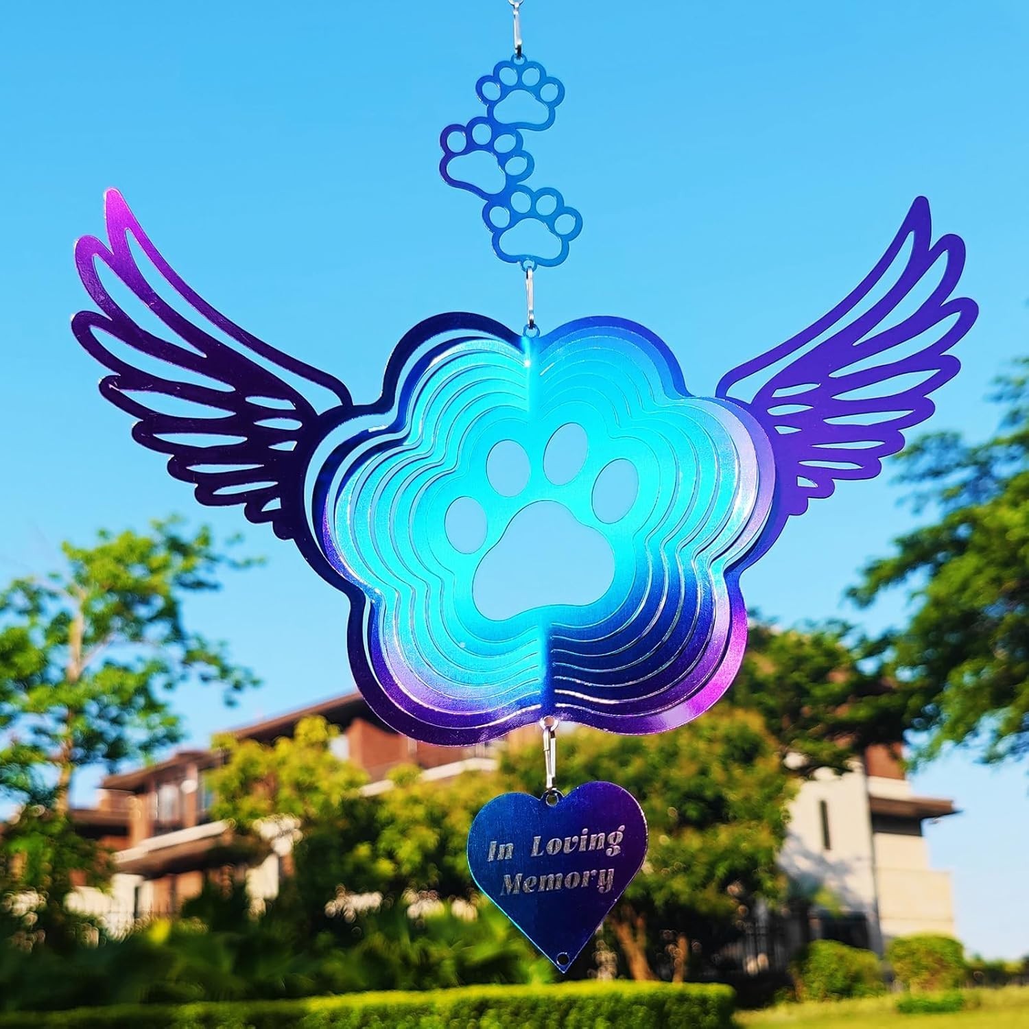 Angel Wings Pet Memorial Spinner, Dog Cat Remembrance