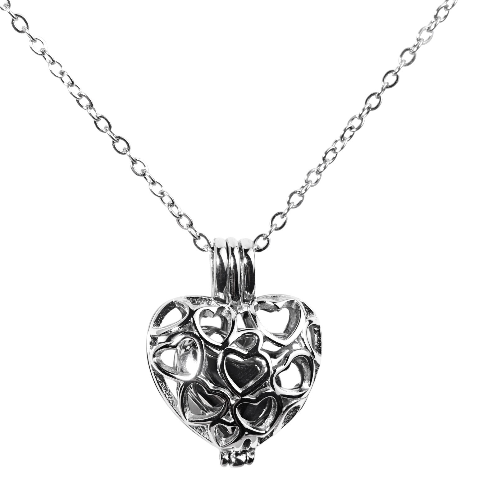 Paw Print Heart Pet Ashes Memorial Necklace with Inner Box For Dog&Cat（Silver）