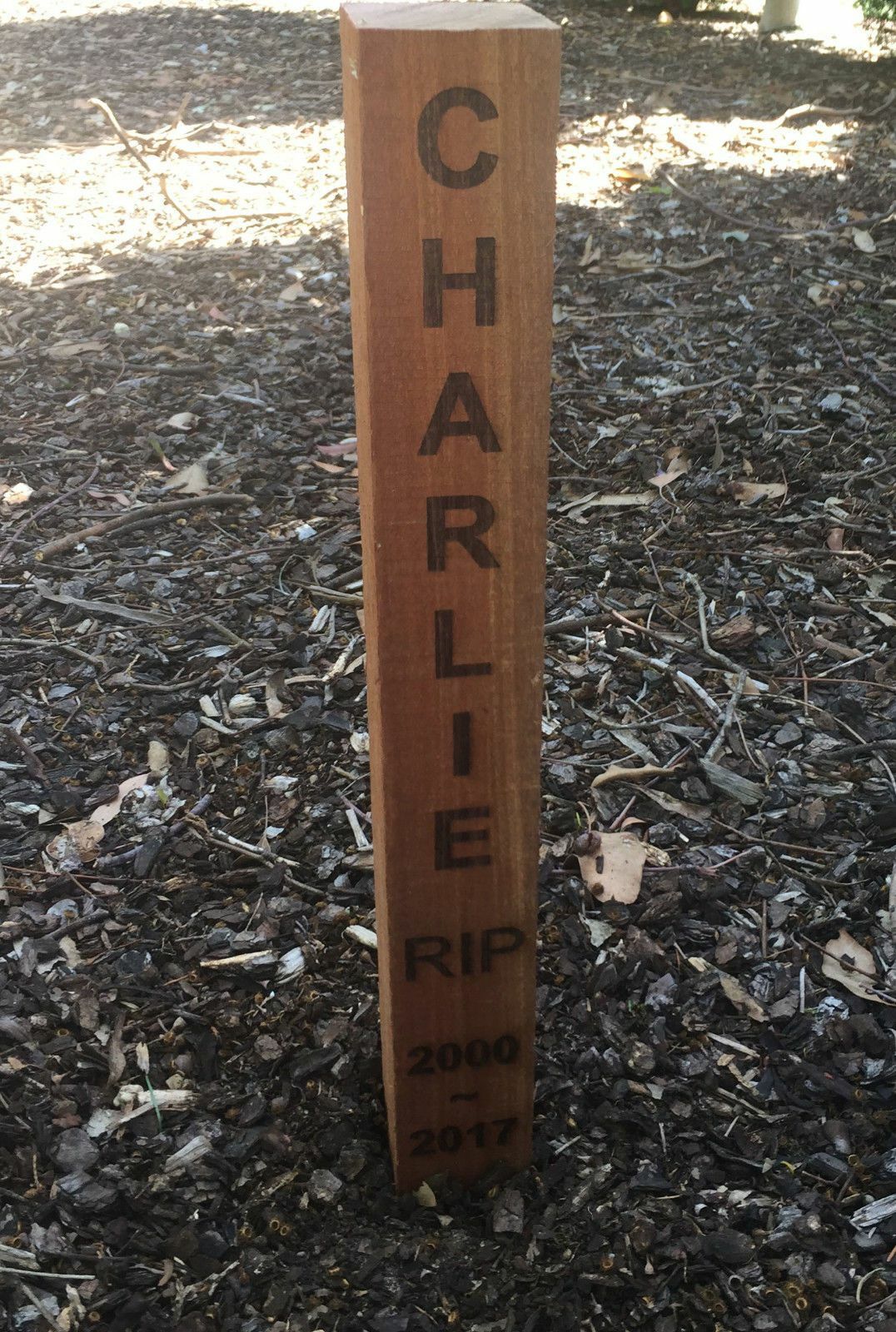 Pet Memorial Garden Stake Hardwood outdoor memorial personalised engraved