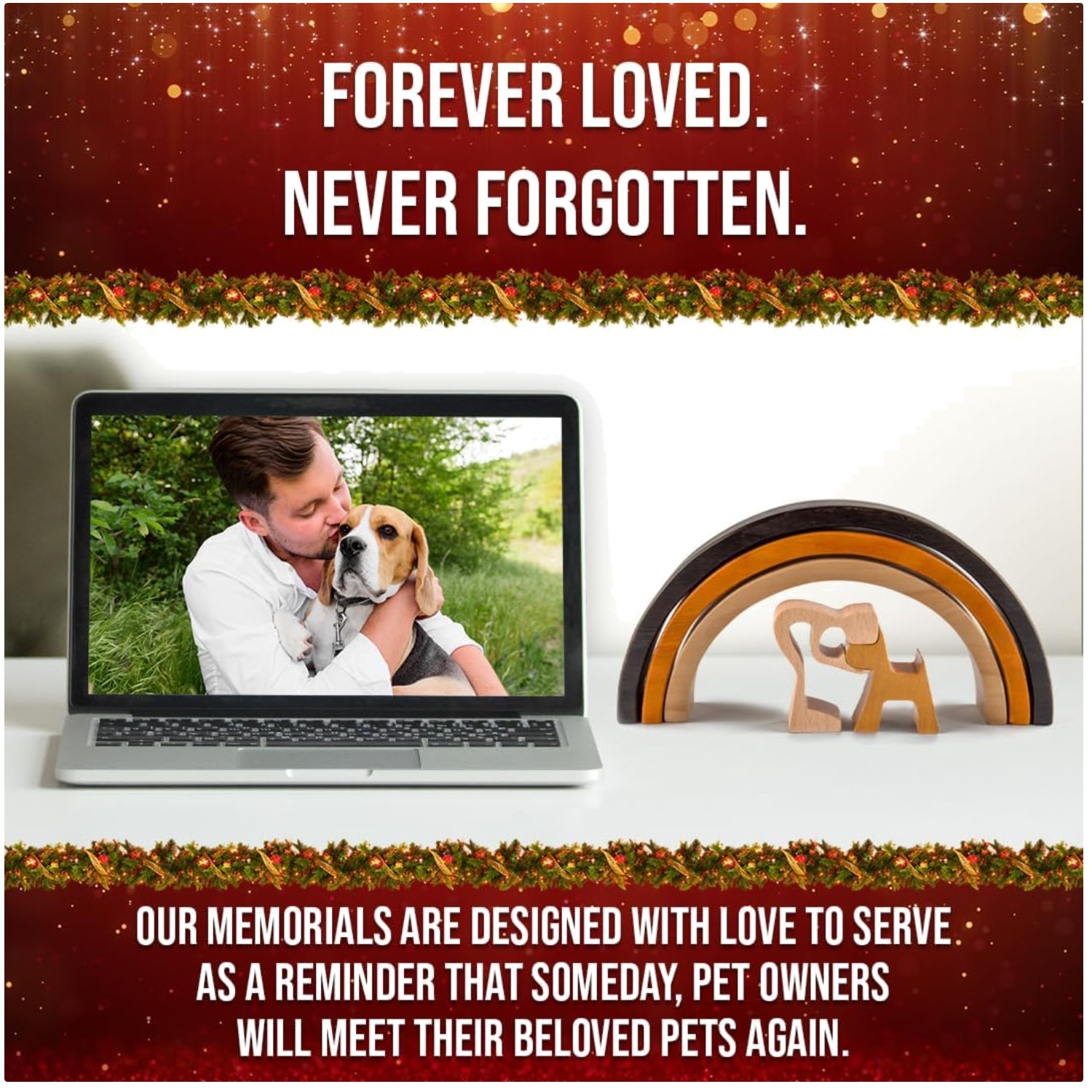 Handcrafted Wooden Pet Memorial – Rainbow Bridge Tribute