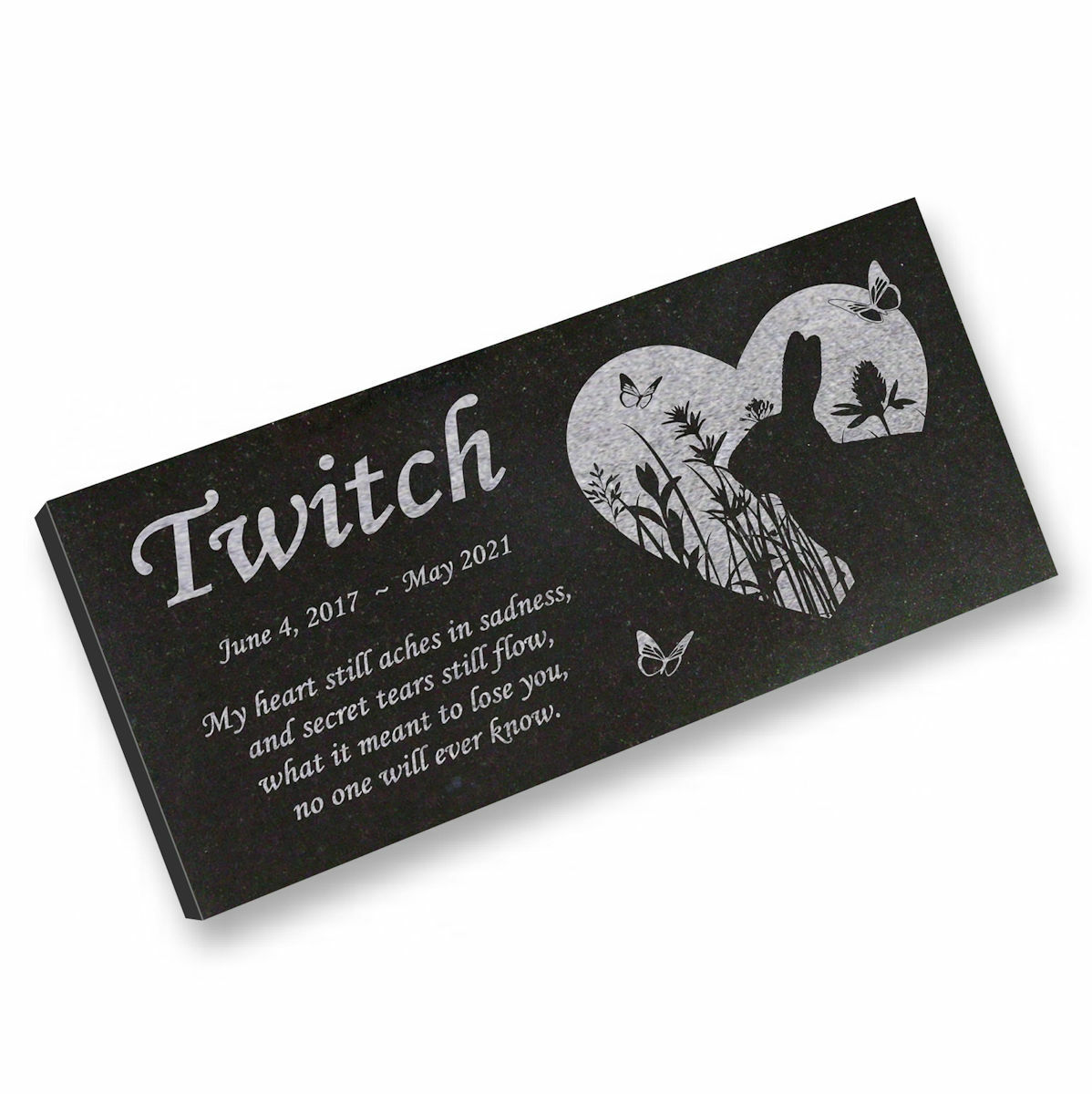 Personalized Pet Rabbit Memorial – Granite Pet Memorial – 6×12 – Twitch