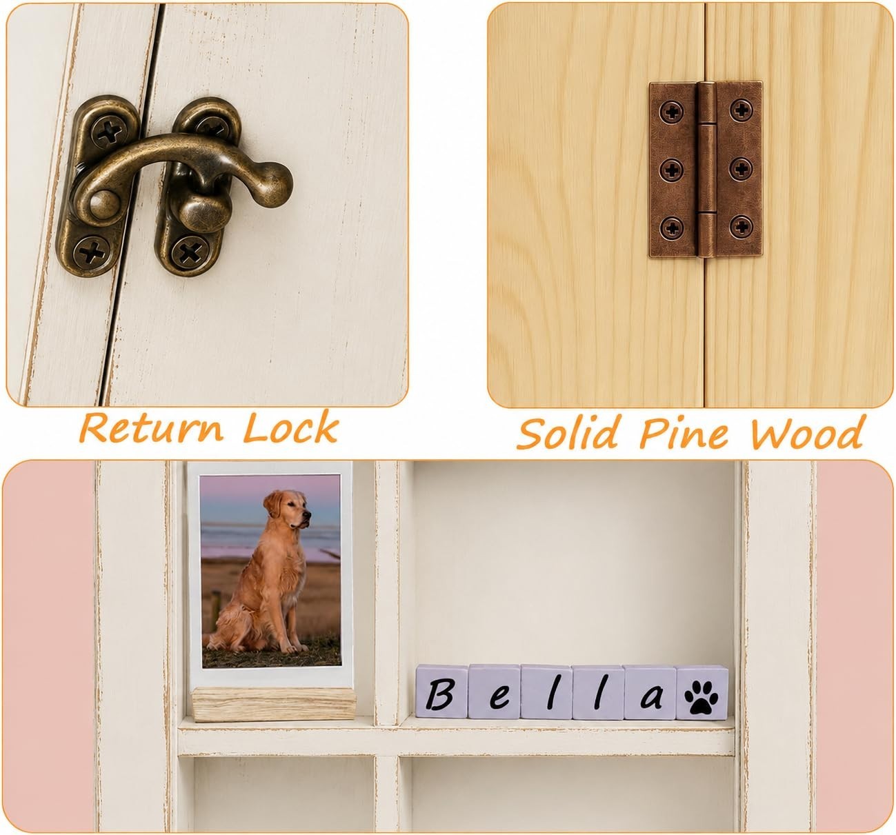 Pet Memorial Shadow Box – 12×16″ Solid Wood Display Case, Adjustable Shelves, Pe