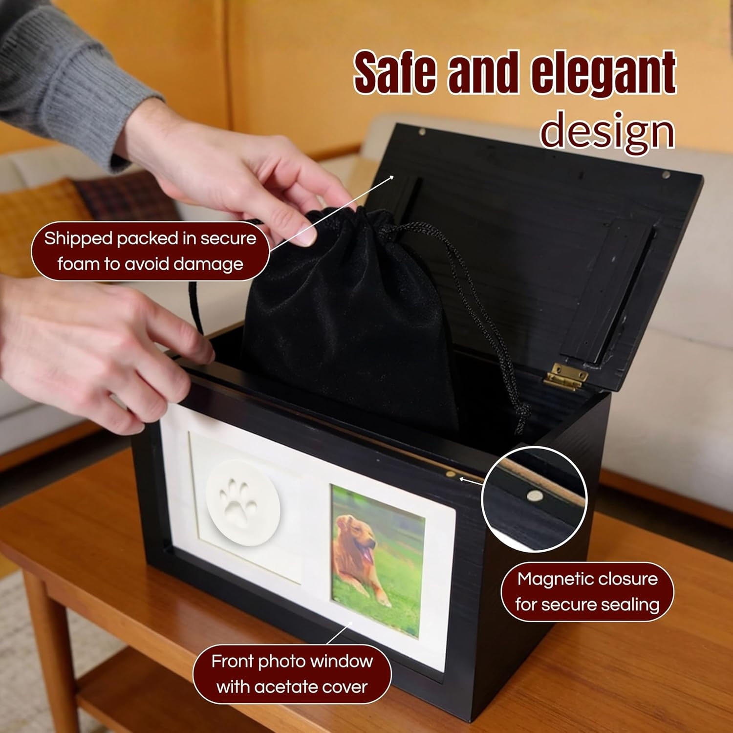 Urn for Ashes for Pets Large 9.5 × 5.71 × 7.13 Pet Urn for Dogs, Dog Ashes Keeps
