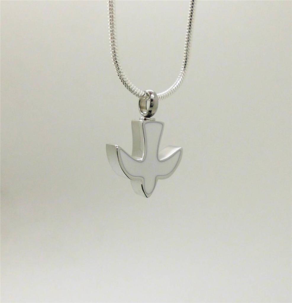 316L Stainless Steel White Dove Memorial Keepsake Cinerary Urn Pendant Jewellery