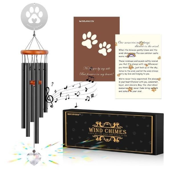 Dog Memorial Wind Chime 26″ Pet Sympathy Gift Paw Print