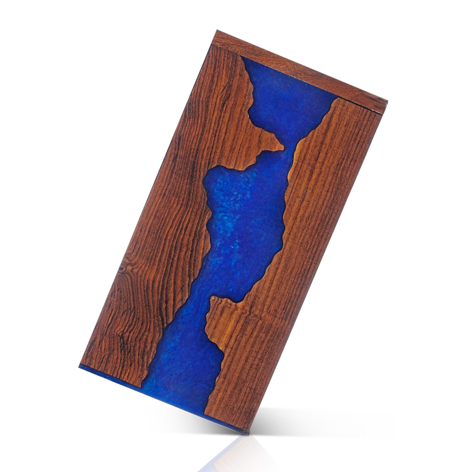 Handcrafted Rosewood and Blue Resin Urn Box – Memorial for Humans Ashes