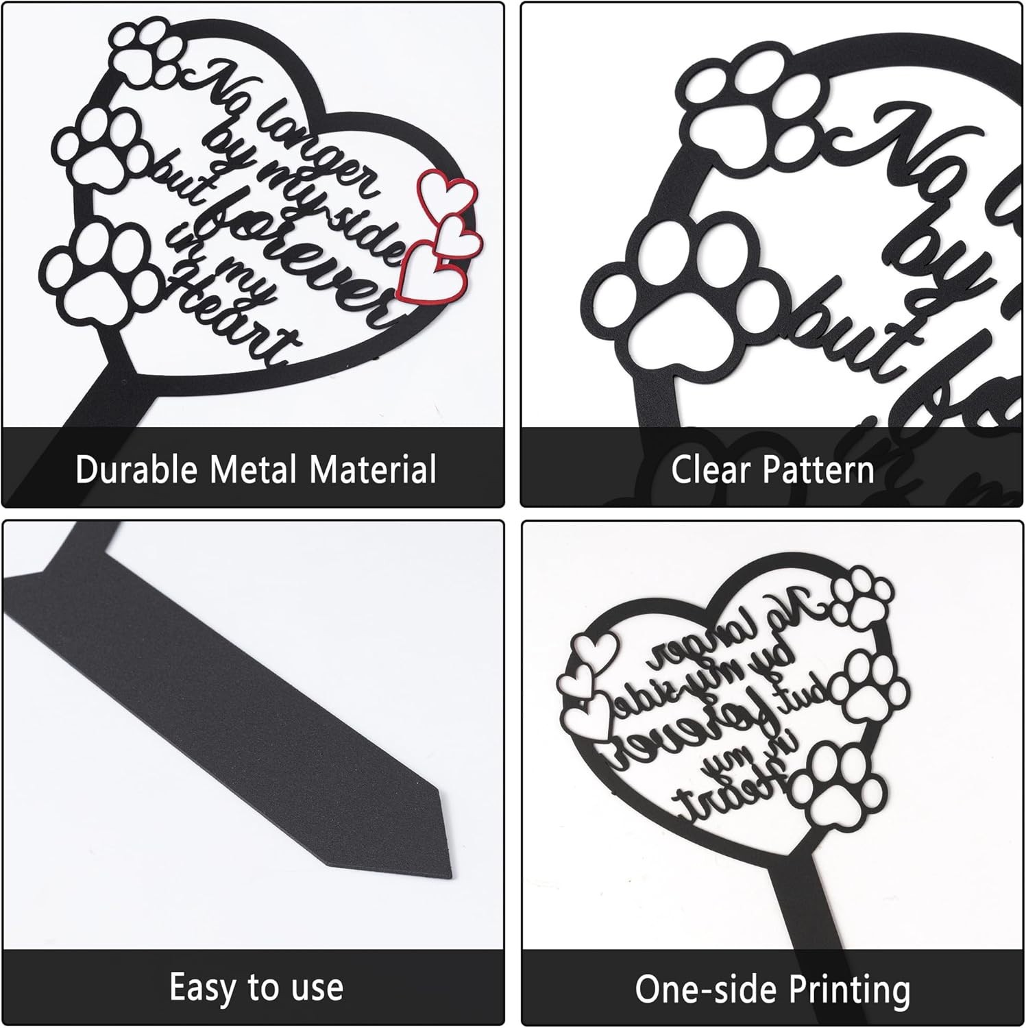 In Memory of Pets: Durable Metal Grave Marker with Heart Paw for Outdoor Decor