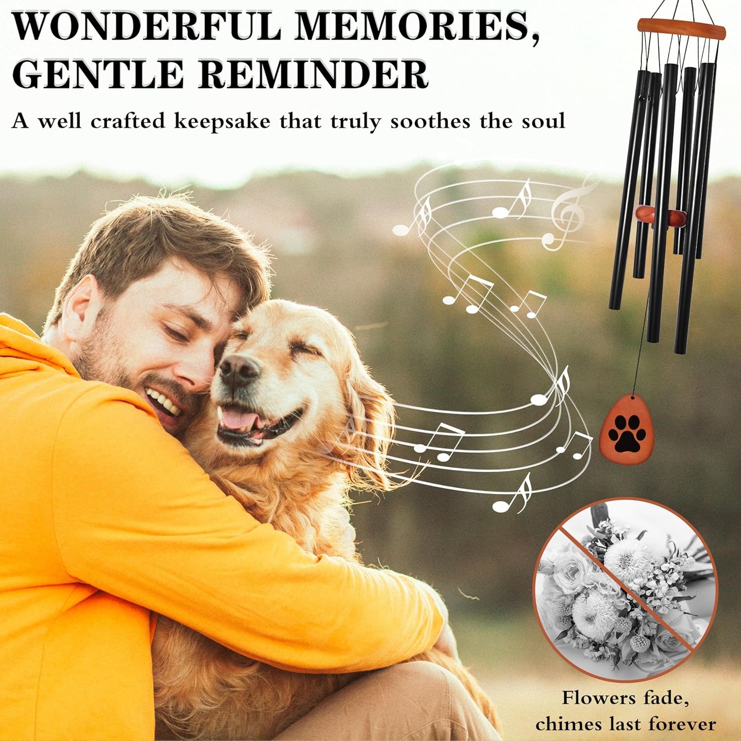 Dog Memorial Gifts for Loss of Dog, 28″ Pet Memorial Wind Chimes, Loss of Dog