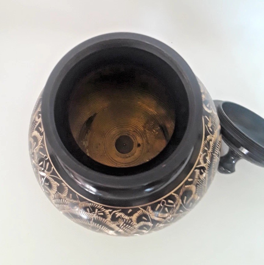 Solid Brass Lacquered Hand Etched Pet Memorial Urn Remembrance Screw On Lid