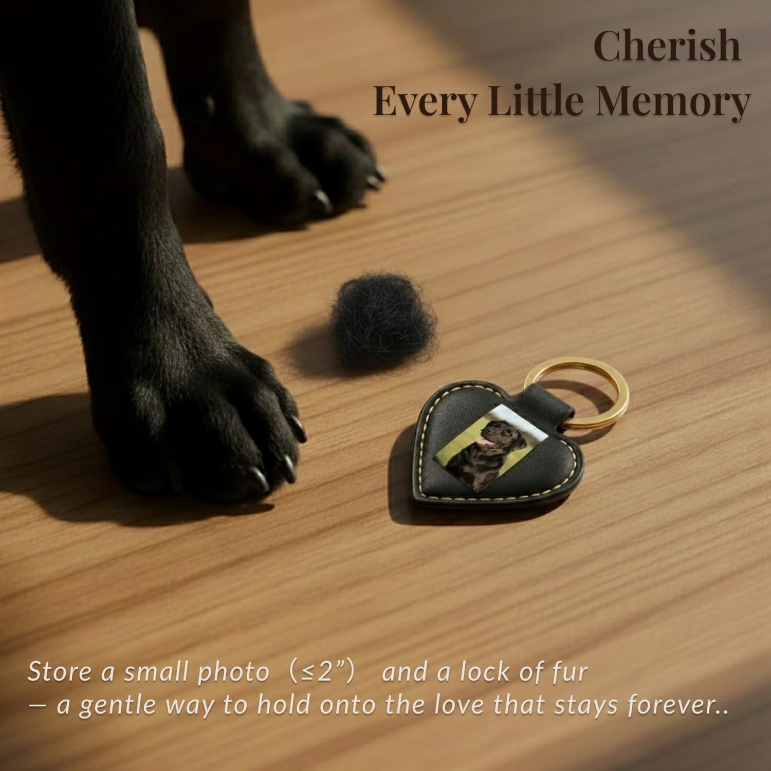 Pet Fur Keepsake Keychain – Dog Hair & Cat Fur Memory Charm, Pet Memorial Gift f