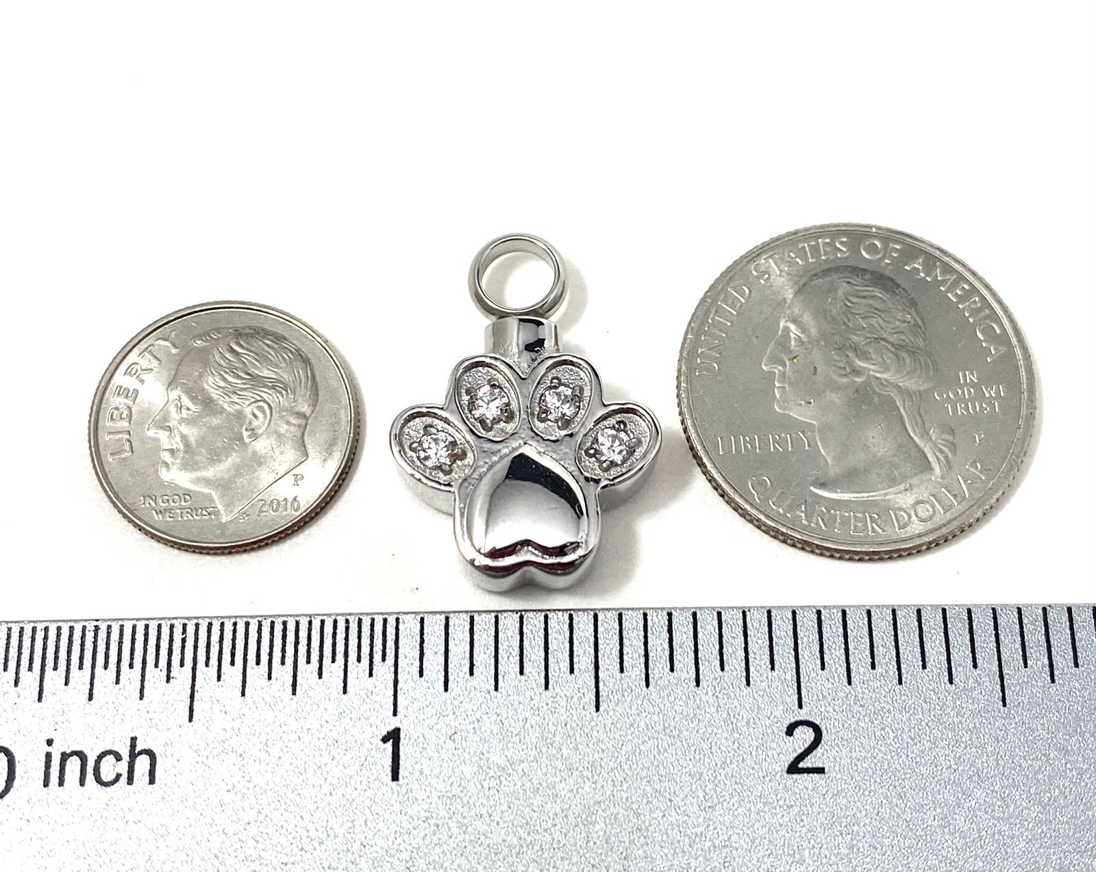 Pet Cremation Pendant Urn Keychain 1″ Key Ring for Ashes Dog Cat Paw Print Paws