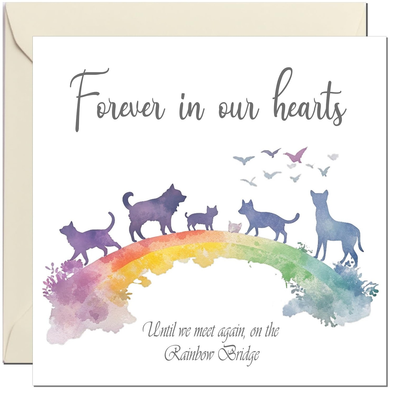Sympathy Card for Pet Dog Cat – Over the Rainbow Bridge – Bereavement Condole…