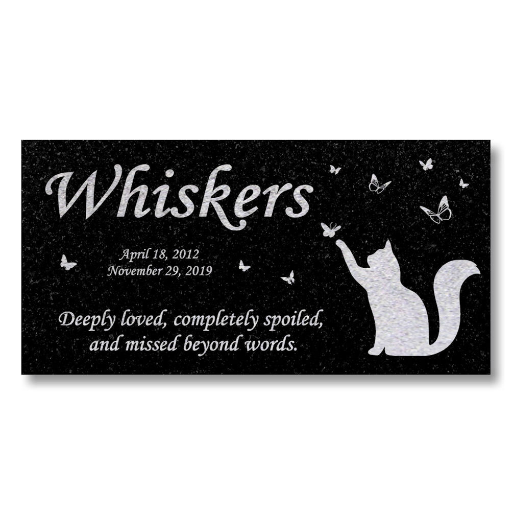 Personalized Cat Memorial – Granite Stone Pet Grave Marker – 6×12 – Whiskers