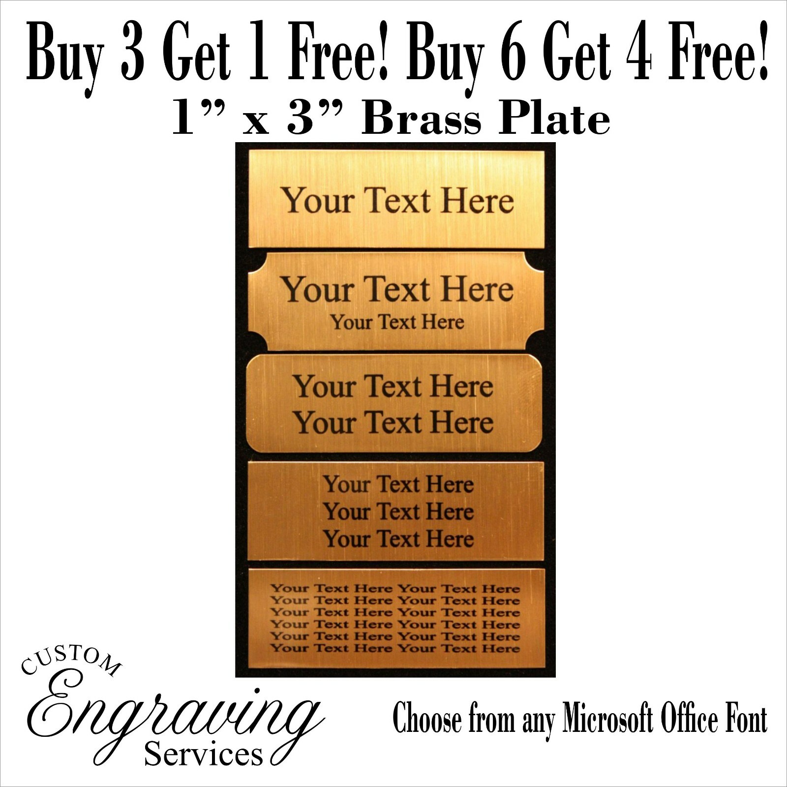 FANTASY FOOTBALL BRASS TROPHY PLATE 1×3 Custom Name Plate Plaque Name Tag