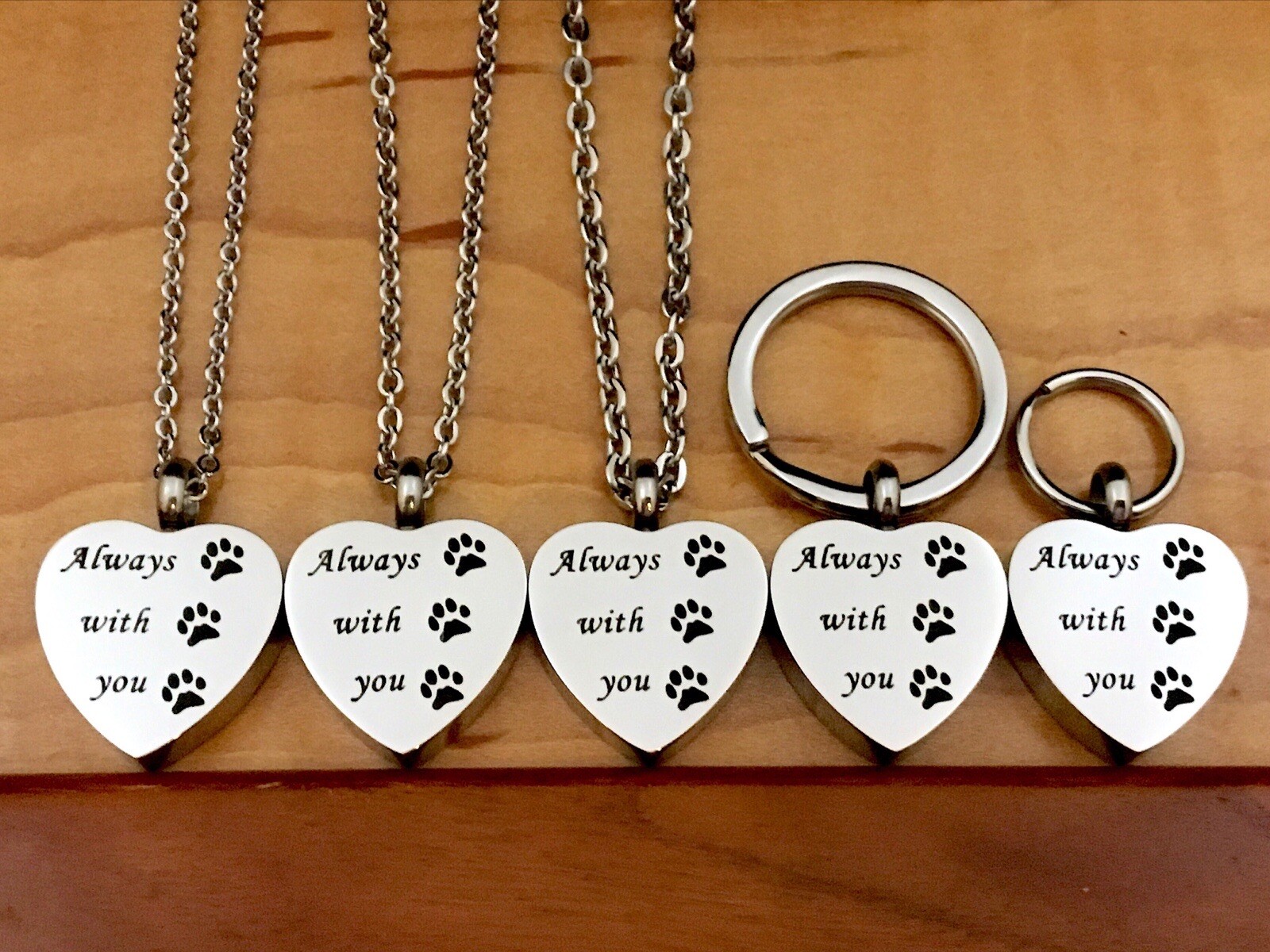 Pet Cremation Pendant Urn Keychain 1″ Key Ring Dog Cat Ashes Always With You Paw