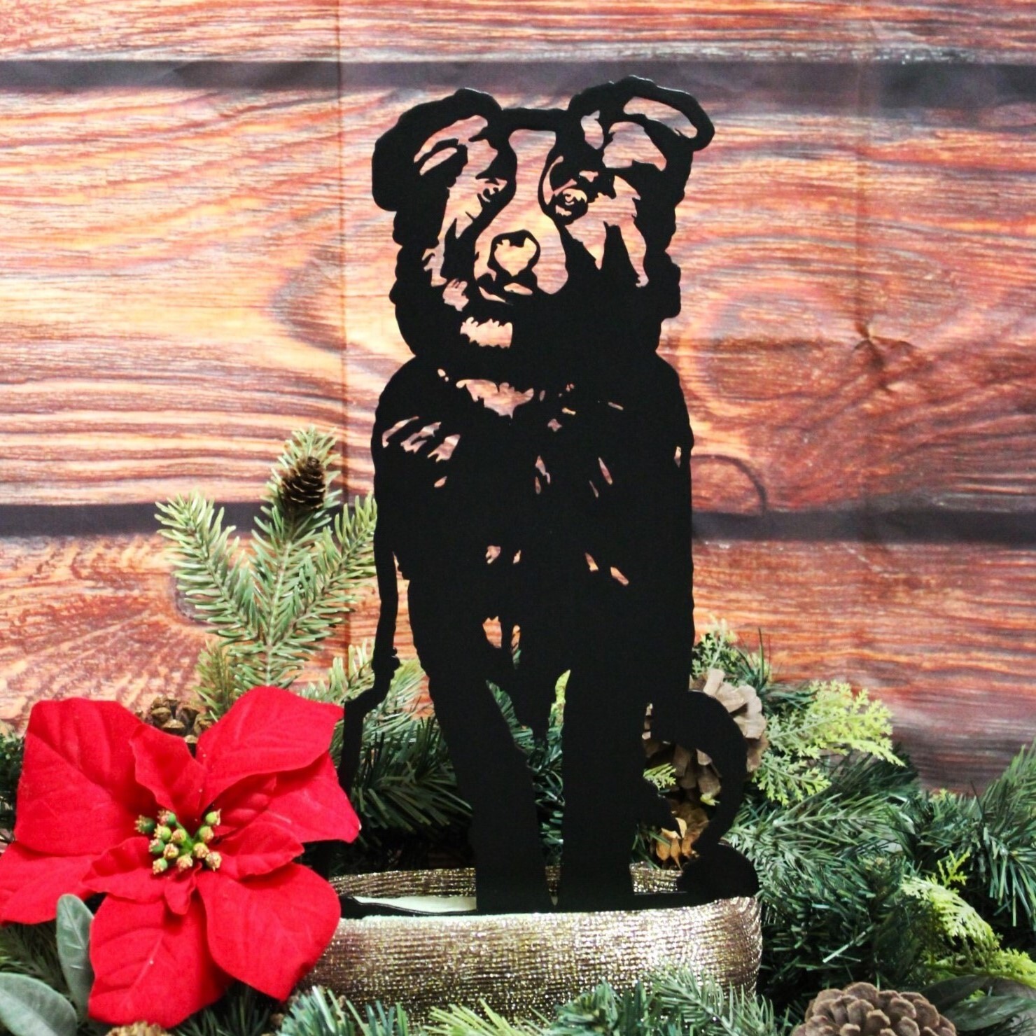 Australian Shepherd Black Metal Dog Silhouette