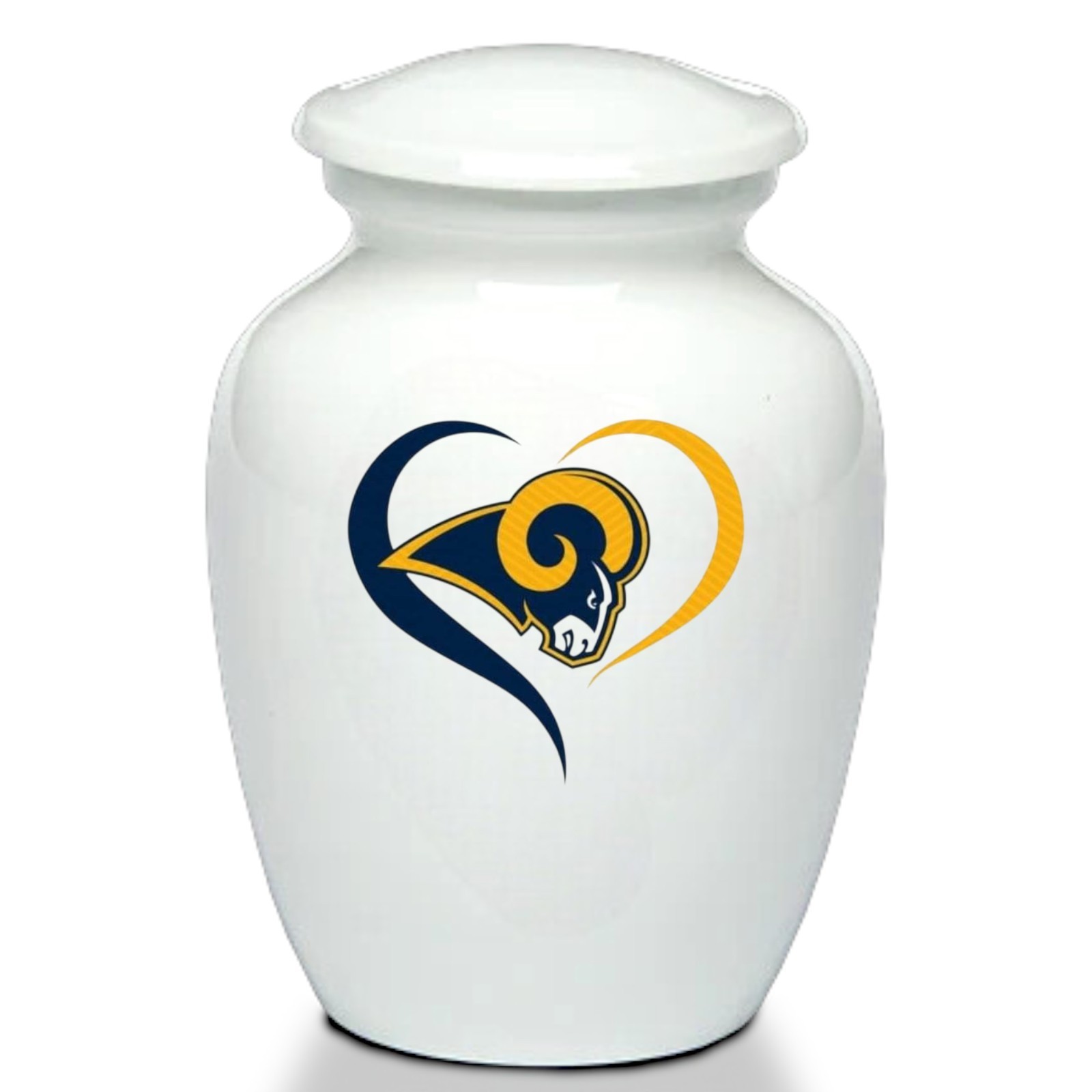 8 Inch Los Angeles Football Style Cremation Urn Adult Ashes White Metal Urns..