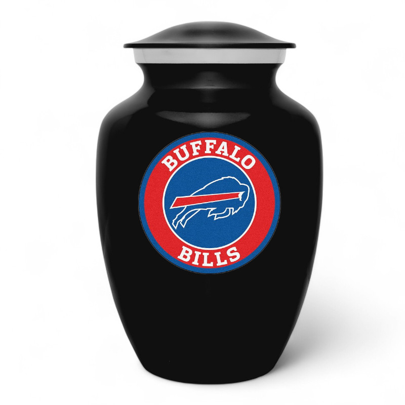 Black Buffalo Bills Football Style Cremation Urn Adult Ashes Metal 8 Inch Urns