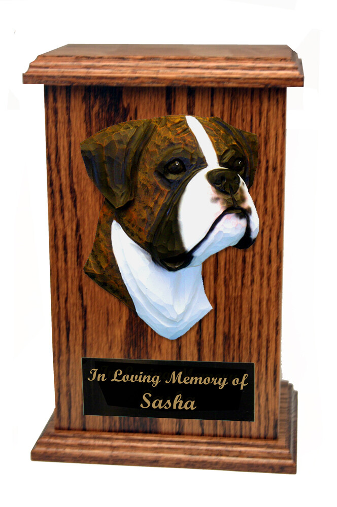 Boxer Natural Ears Memorial Urn