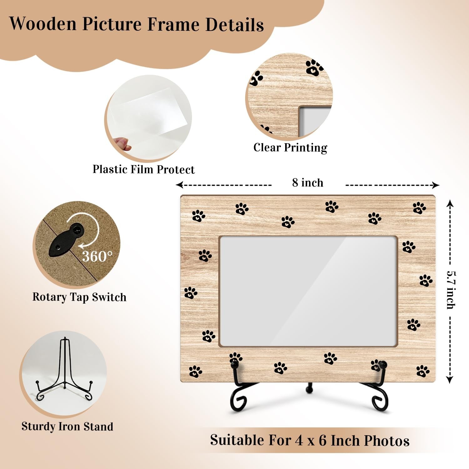 Paw Prints Picture Frame, Photo Frame Gift for Pet Owner, Sympathy Gifts for …