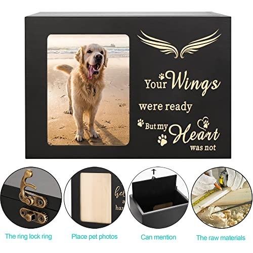 Large Wooden Pet Memorial Urn for Dog or Cat Ashes – Cremation Box with Photo Fr