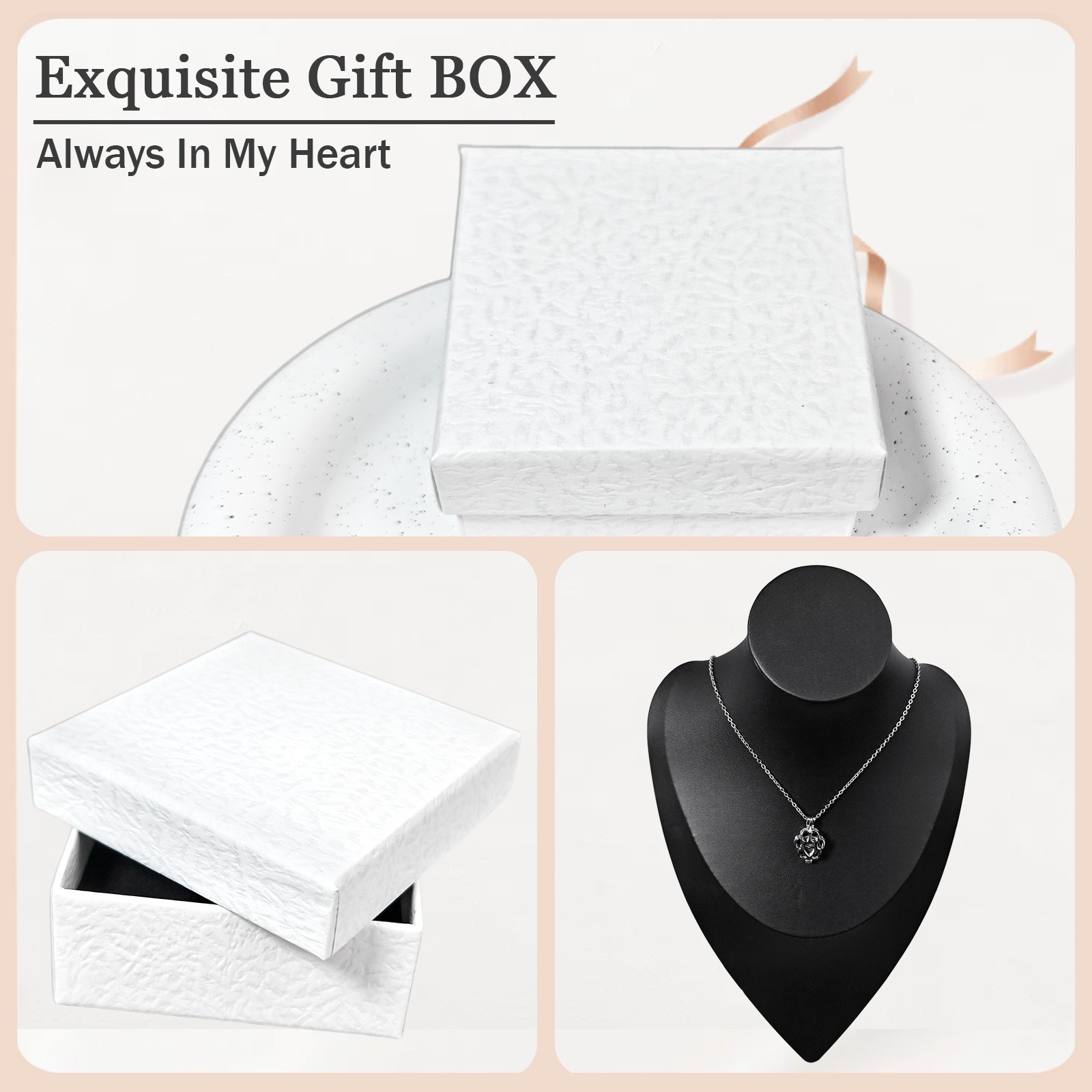 Silver Paw Print Heart Pet Ashes Memorial Necklace with Inner Box For Dog&Cat