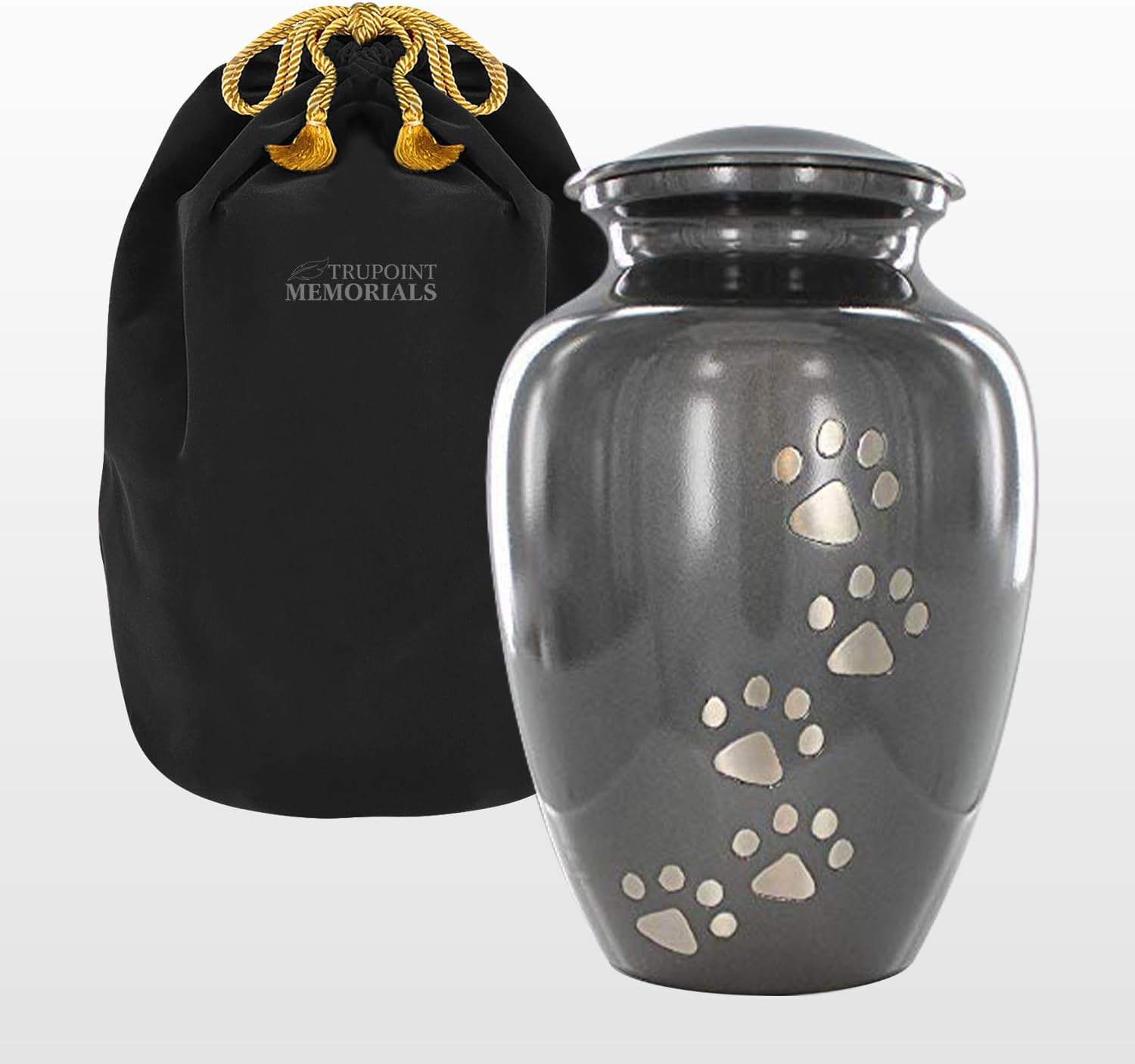 Trupoint Memorials Small Pet Urn for Dogs and Cats Ashes, Paws Print Grey Cremat
