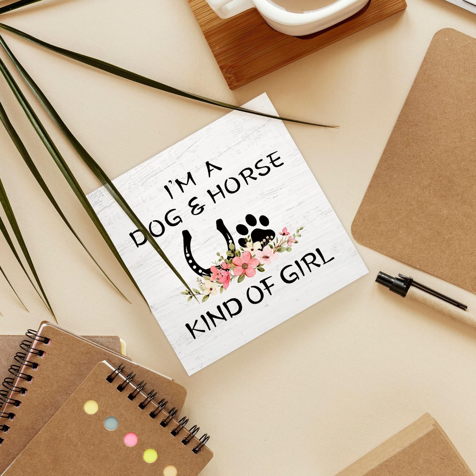 Dog Lovers Gifts Horse Gift for Women Wood Box Sign Desk Decor, I’m a Dog and…