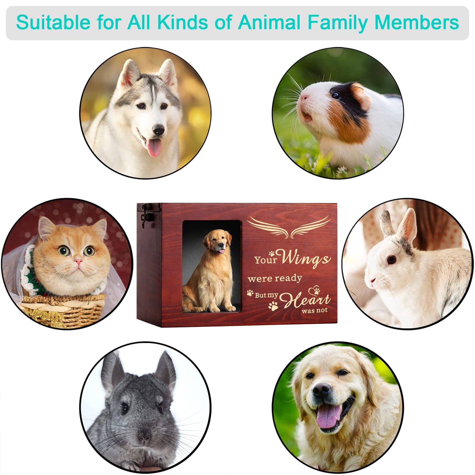 Pet Memorial Urns for Dog or Cat Ashes, Large Wooden Funeral Cremation Urns w…