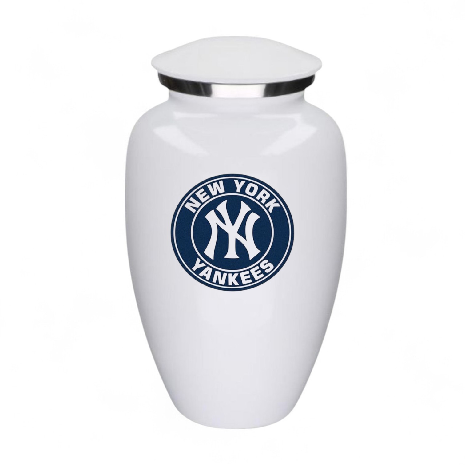 New York Baseball Theme Large Aluminum Cremation Urn Adult Human Ashes w/Bag