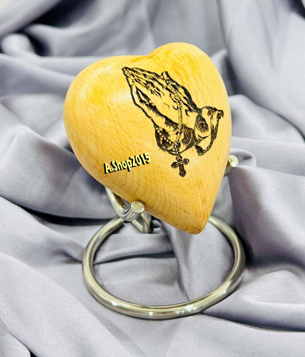 Wooden Heart Keepsake Urn – Mini Ash Urn Small Handcrafted Cremation Urn