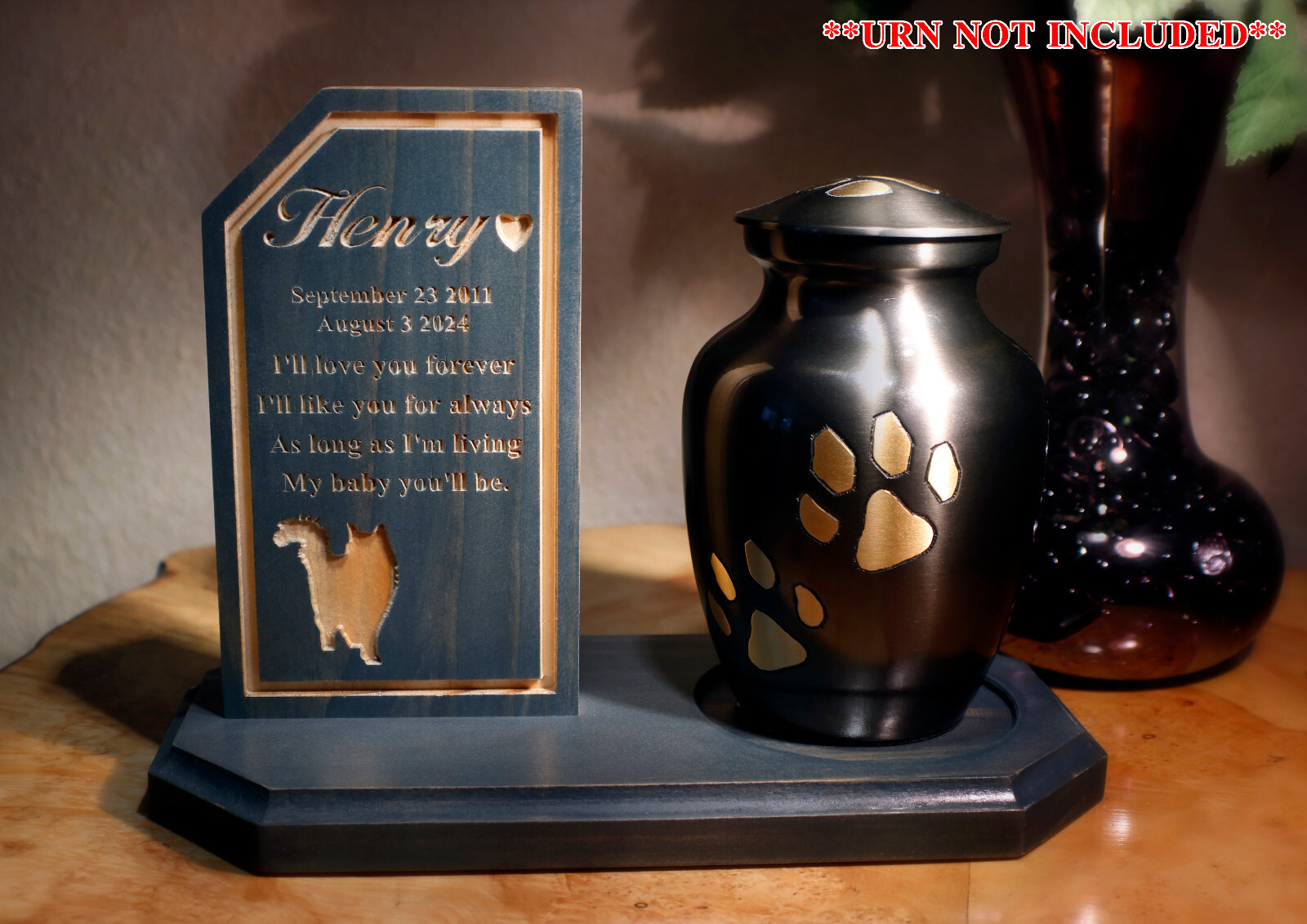 Custom Black Pet Memorial Urn Stand, Made to Order