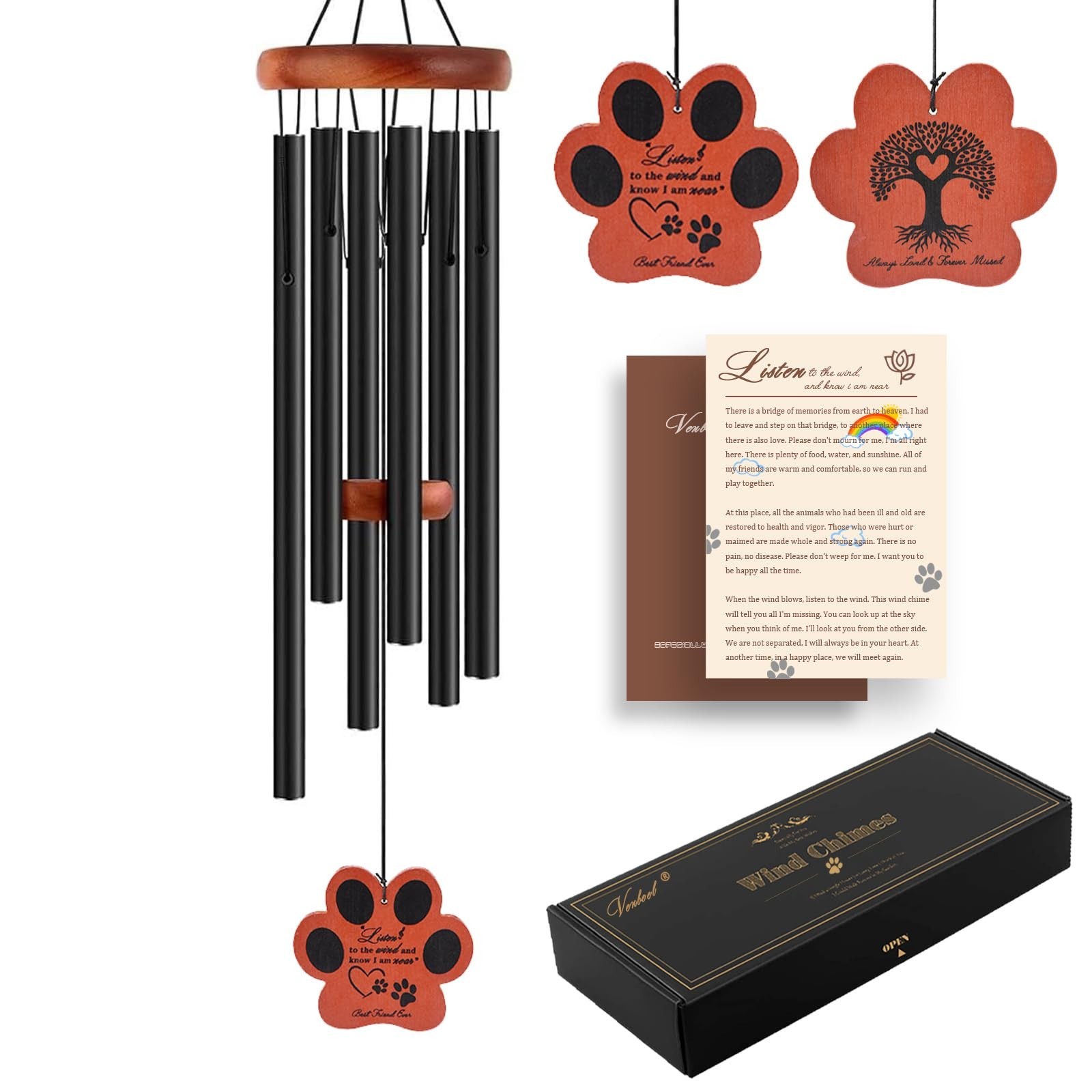 VENBEEL Pet Memorial Wind Chime, 28″ Dog Memorial Gifts for Loss of Dog, Pet …