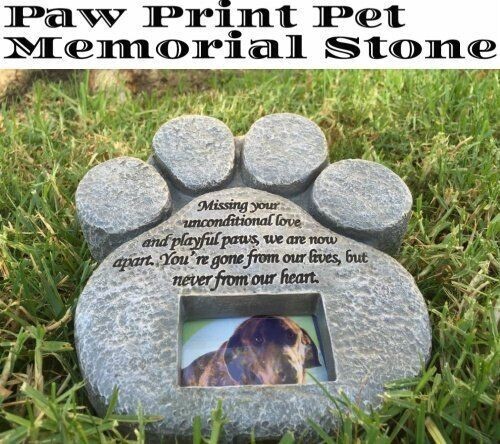 Urns Paw Print Pet Memorial Stone Gravestones Picture Grave Garden Dog Puppy New