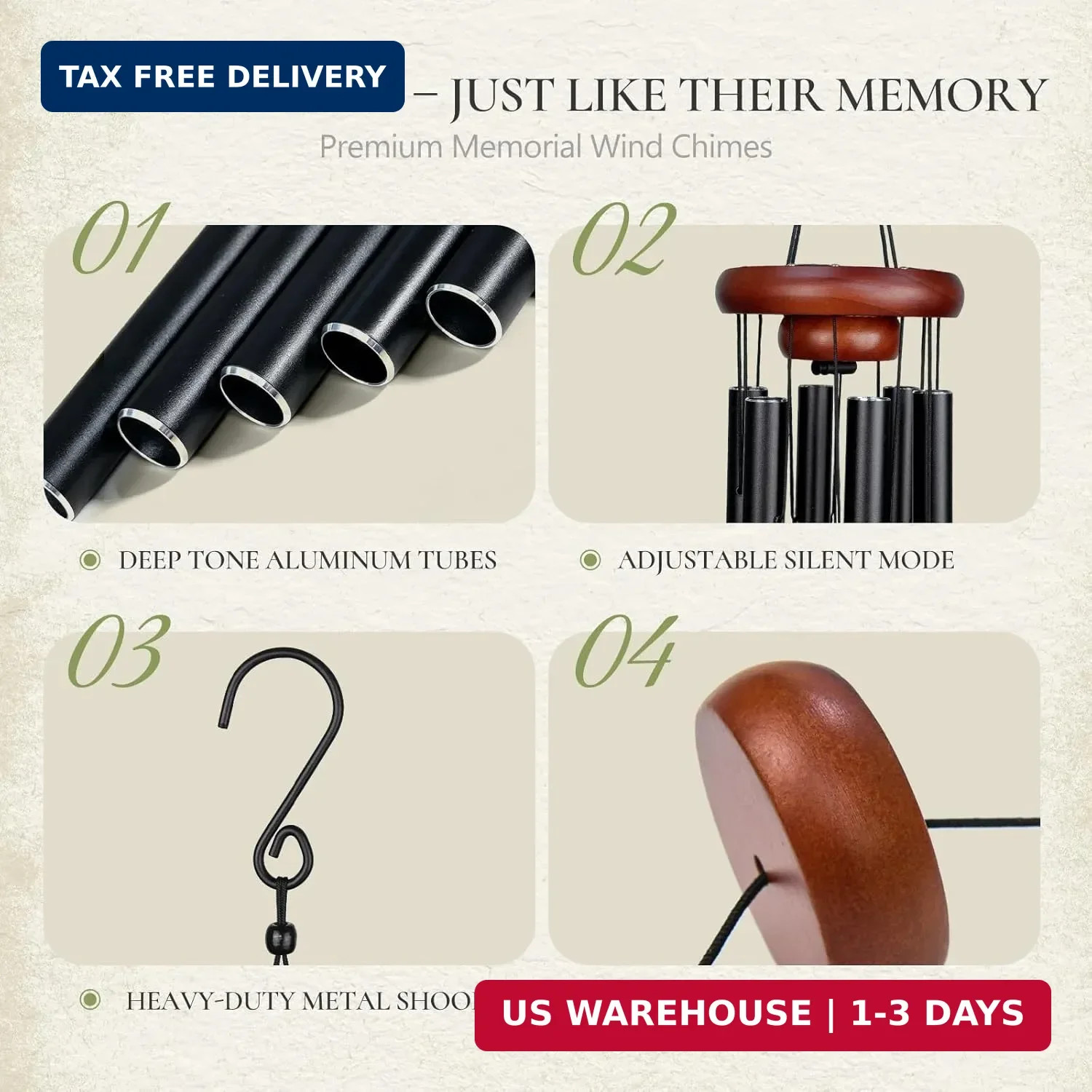 37″ Memorial Wind Chimes for Loss of Loved One – Sympathy & Bereavement Gift for