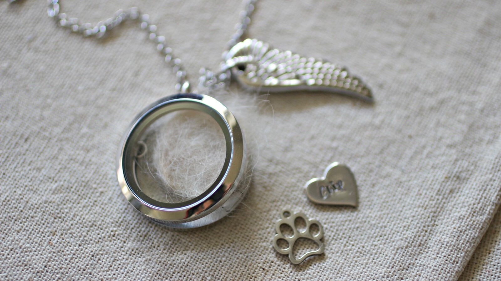 Personalised Pet Loss Keepsake, Dog Fur Locket, Cat Memorial, Pet Hair Necklace