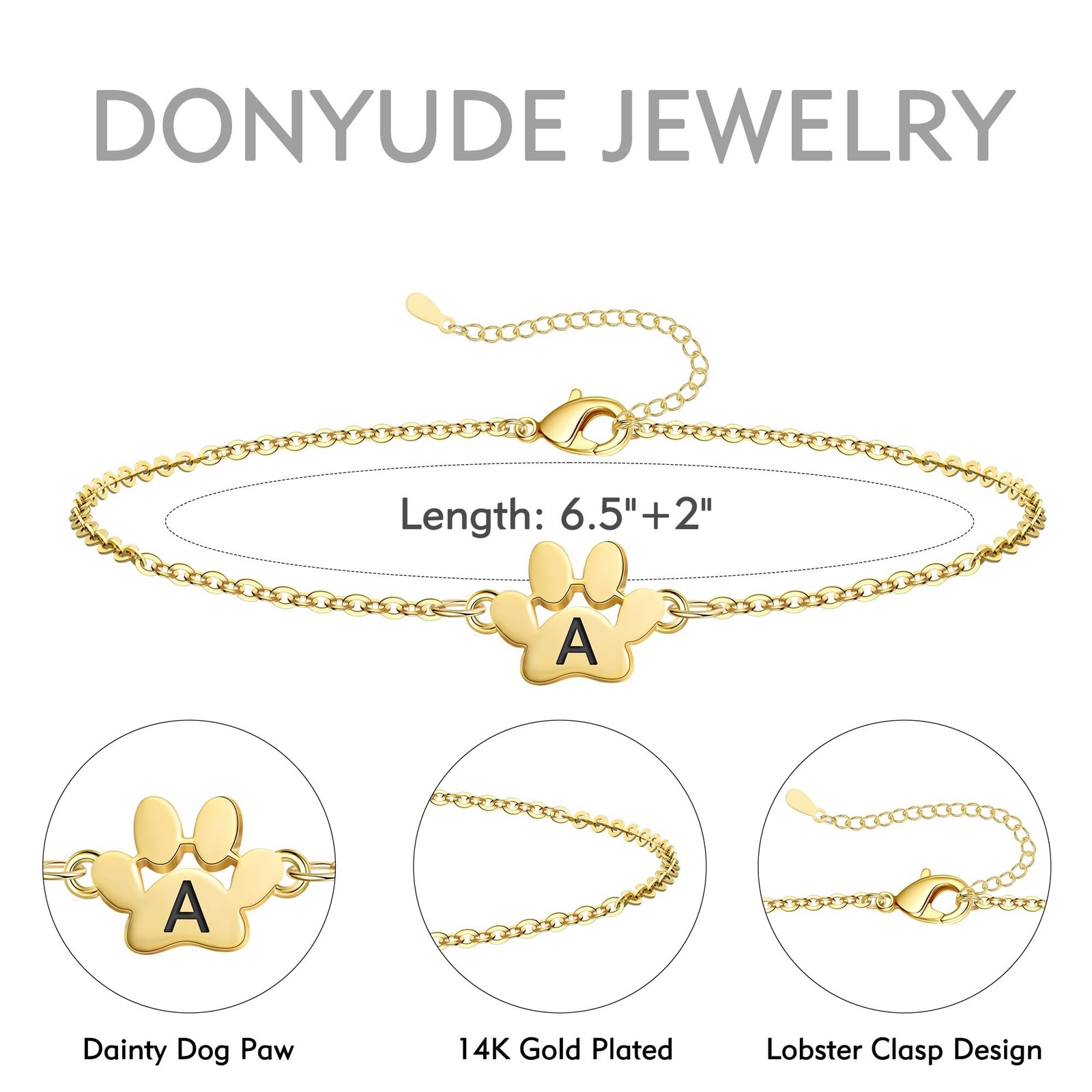 Dog Easter Mom Gifts for Dog Lover Initial Bracelet for Women with Heart Adju…