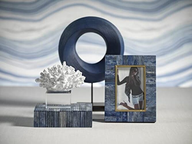 Biarritz Blue Bone Photo Frame w/Inner Brass Trim (5 x 7) 5×7