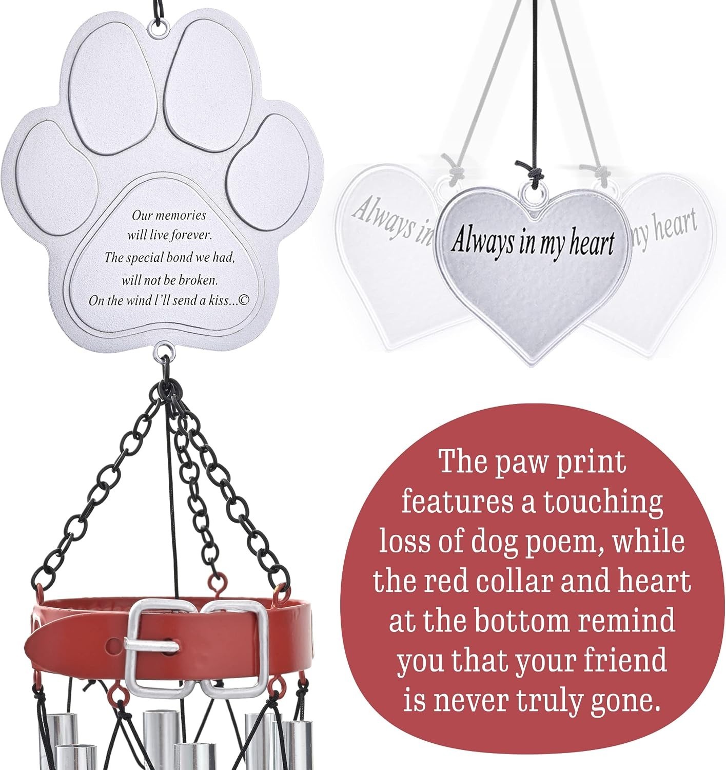 Pet Memorial Wind Chimes – 19″ Rainbow Bridge Pet Memorial Gifts, Thoughtful …