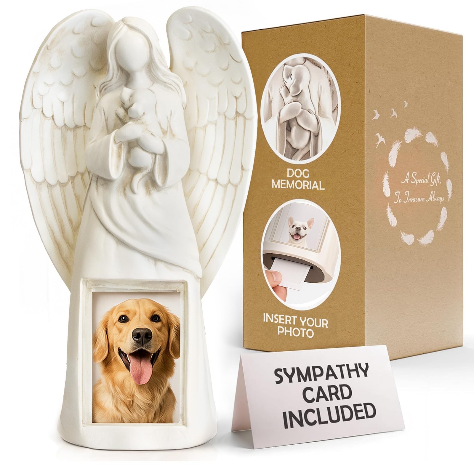 Muldale Dog Memorial Statue – Dog Photo Frame – Guardian Angel for Beloved Pe…