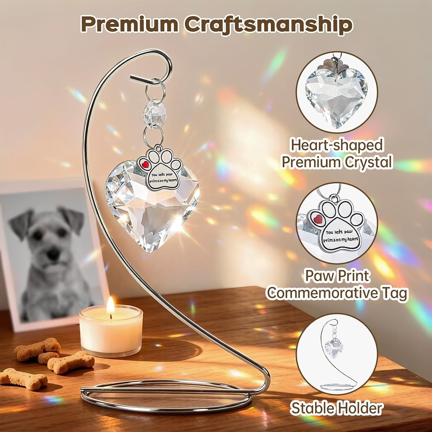 Pet Memorial Suncatcher – Dog Memorial Gifts for Loss of Dog or Cat
